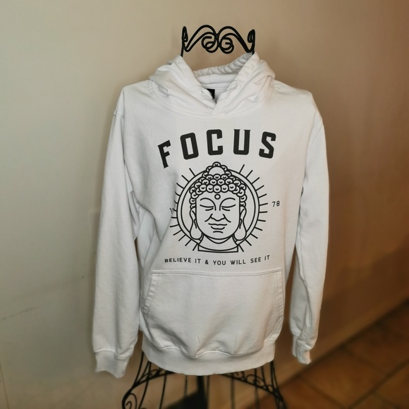 Old School White Hoodie Sz. S Cute and Fashionable - Picture 2 of 8